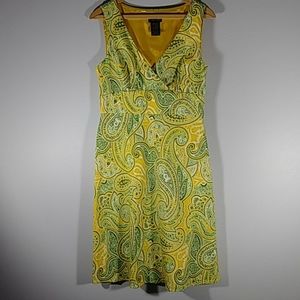 Spense slvless green/yellow paisley dress Sz 6